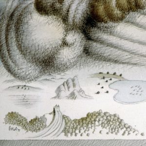 Tullio Pericoli, Imaginary landscape, 1991, cm 53x70, ink and watercolor